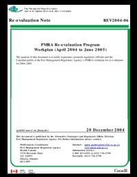 PMRA Re-evaluation Program workplan (April 2004 to June 2005)