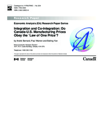 Integration and co-integration : do Canada-U.S. manufacturing prices obey the             'law of one price'?
