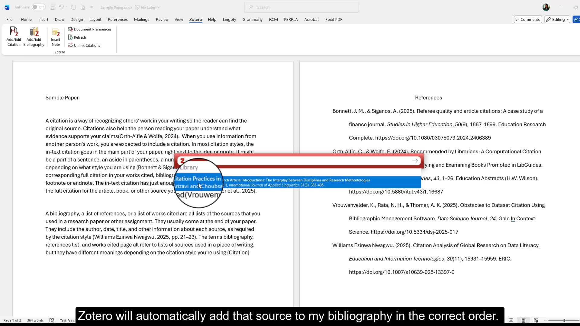Zotero Word Processor Plugin Tutorial