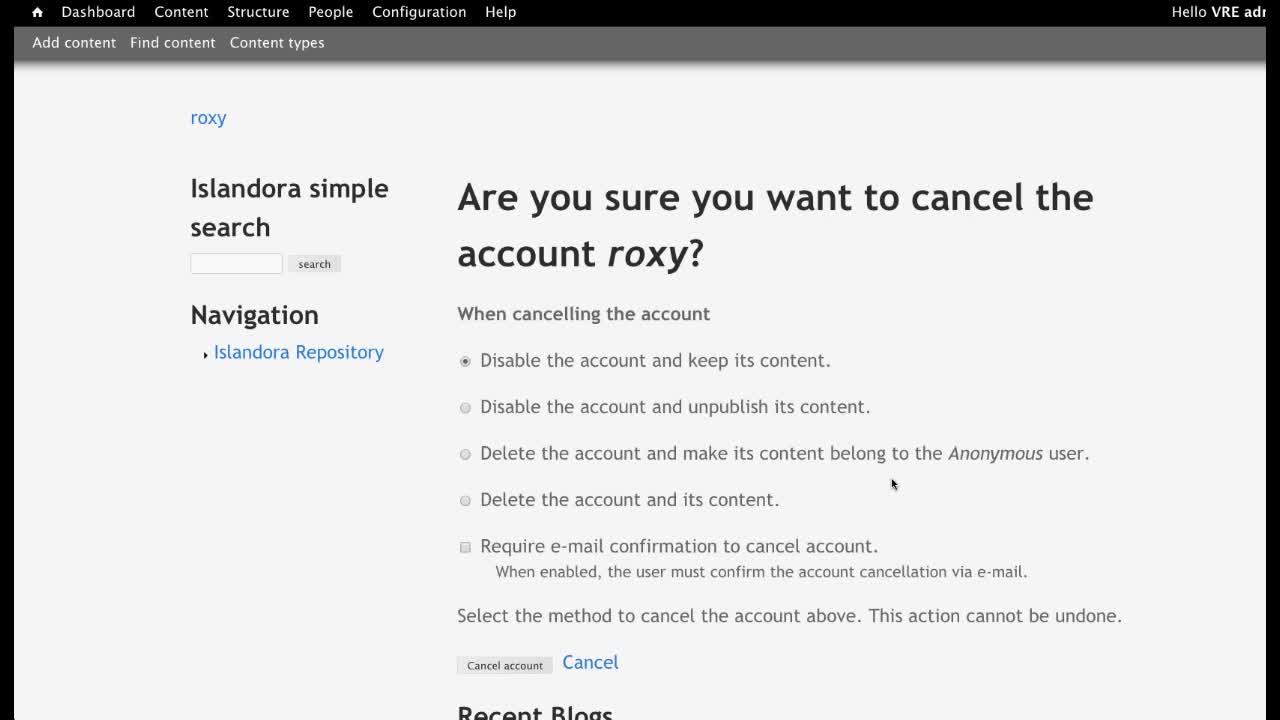 Cancel a User Account