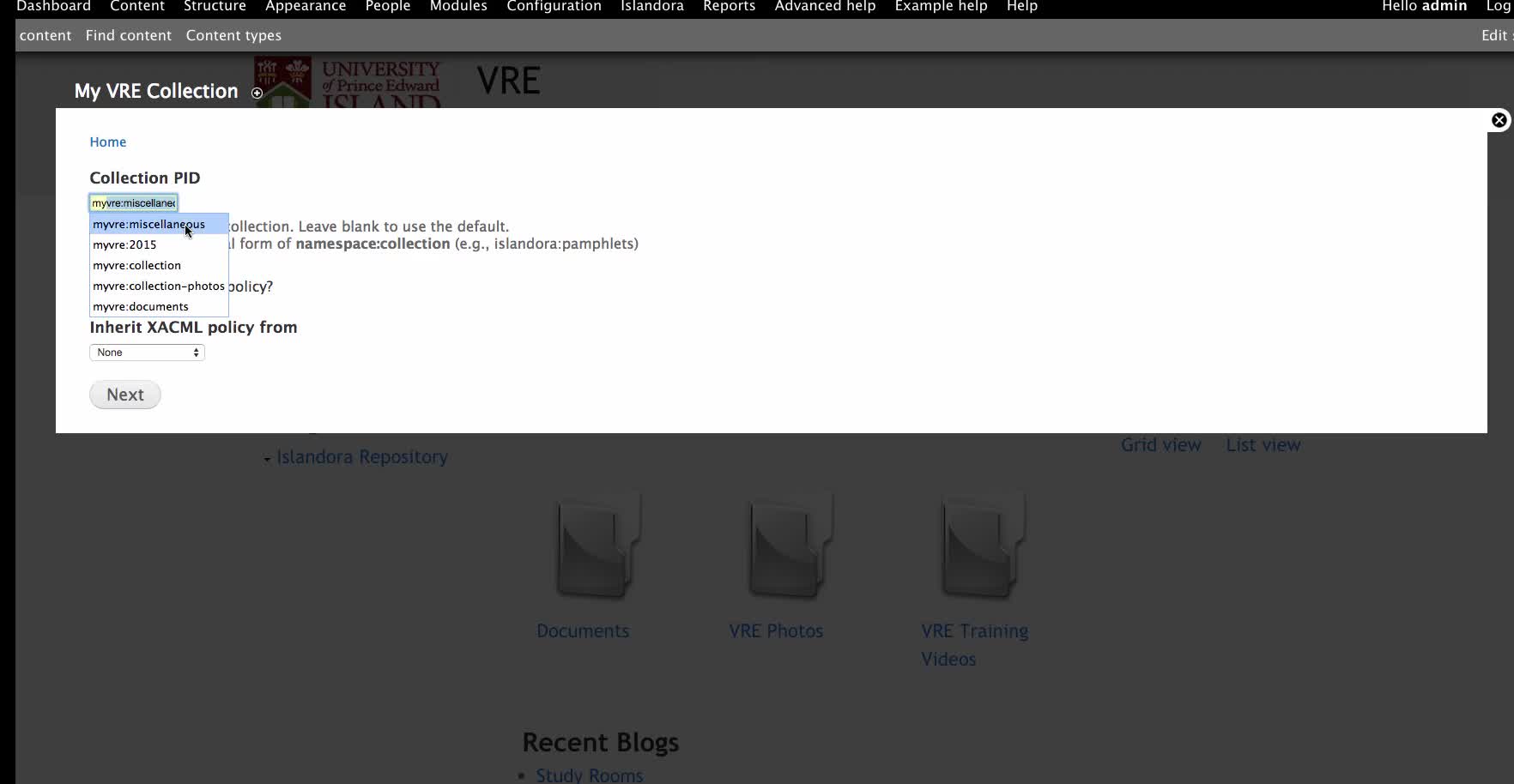 Add a Collection in Islandora